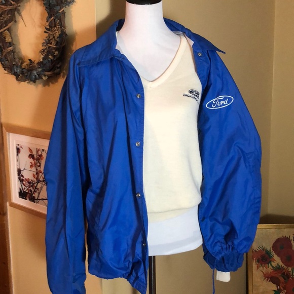 Vintage FORD MOTOR Size XL Blue Windbreaker Lined Snapfront Embroidered Logo NEW - Picture 6 of 10